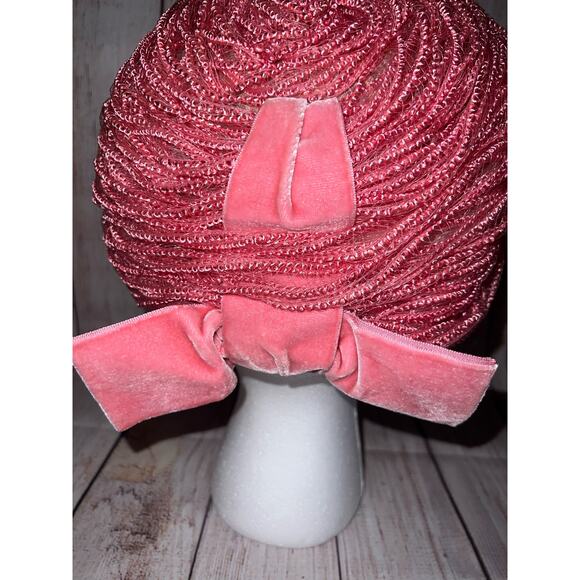 Vintage Mr. John Jr Turban Bow Hat 50s 60s Retro Pinup Pin Up Rockabilly Pink - Picture 6 of 11
